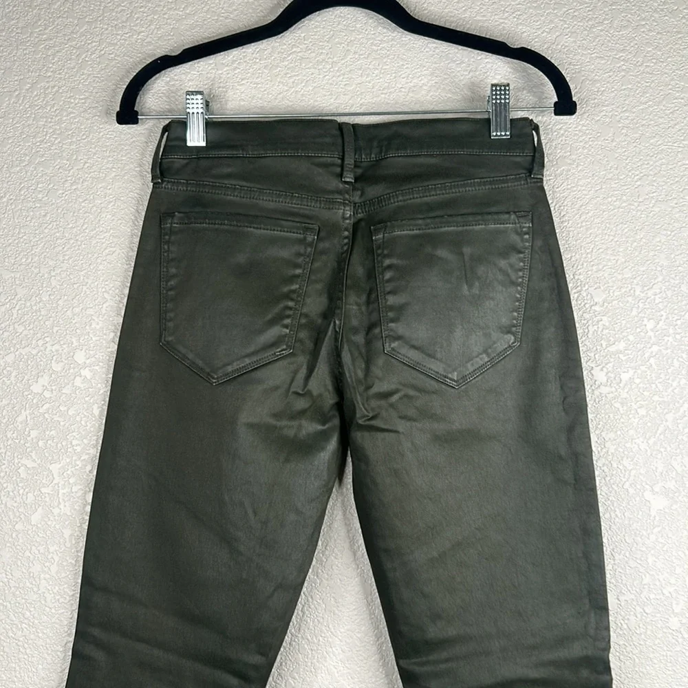 Banana Republic Charcoal Gray Coated Faux Leather Moto Skinny Jeans Size 25 - Picture 4 of 8